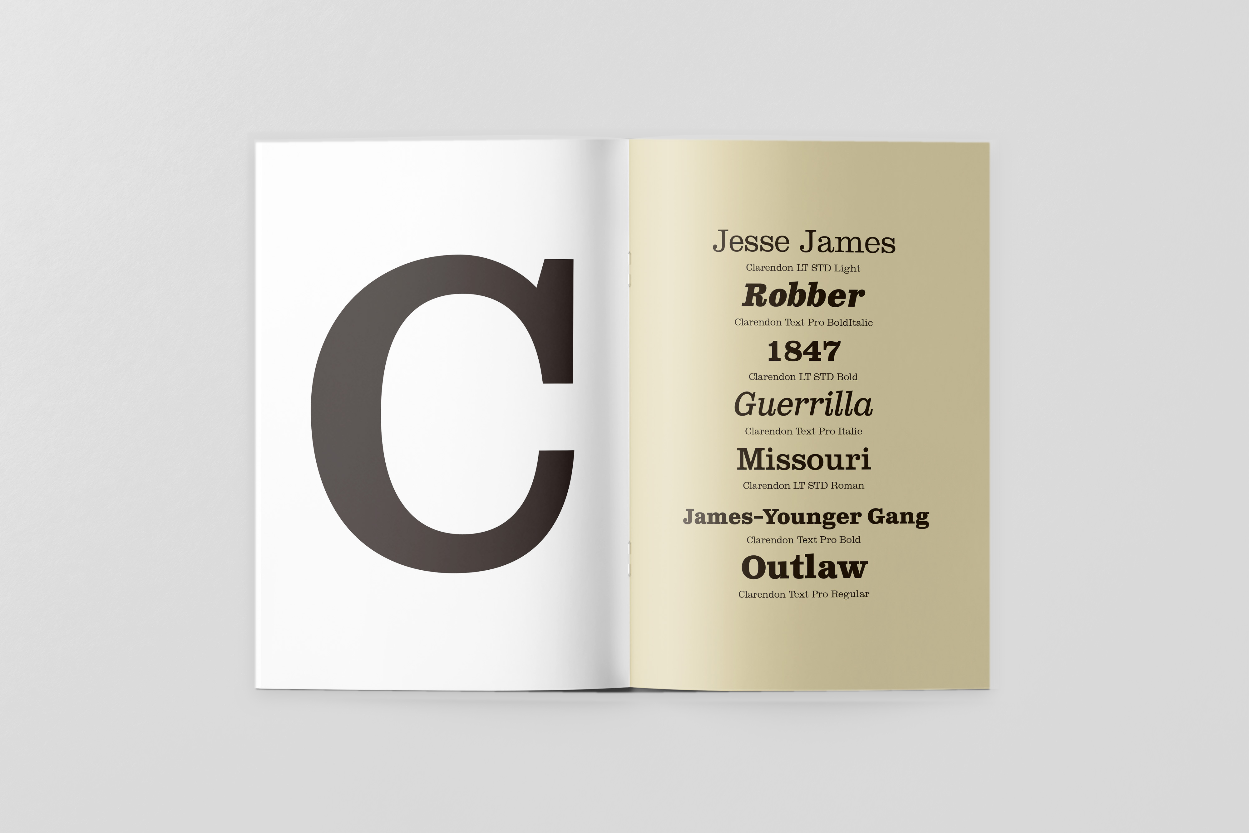 Clarendon display type spread