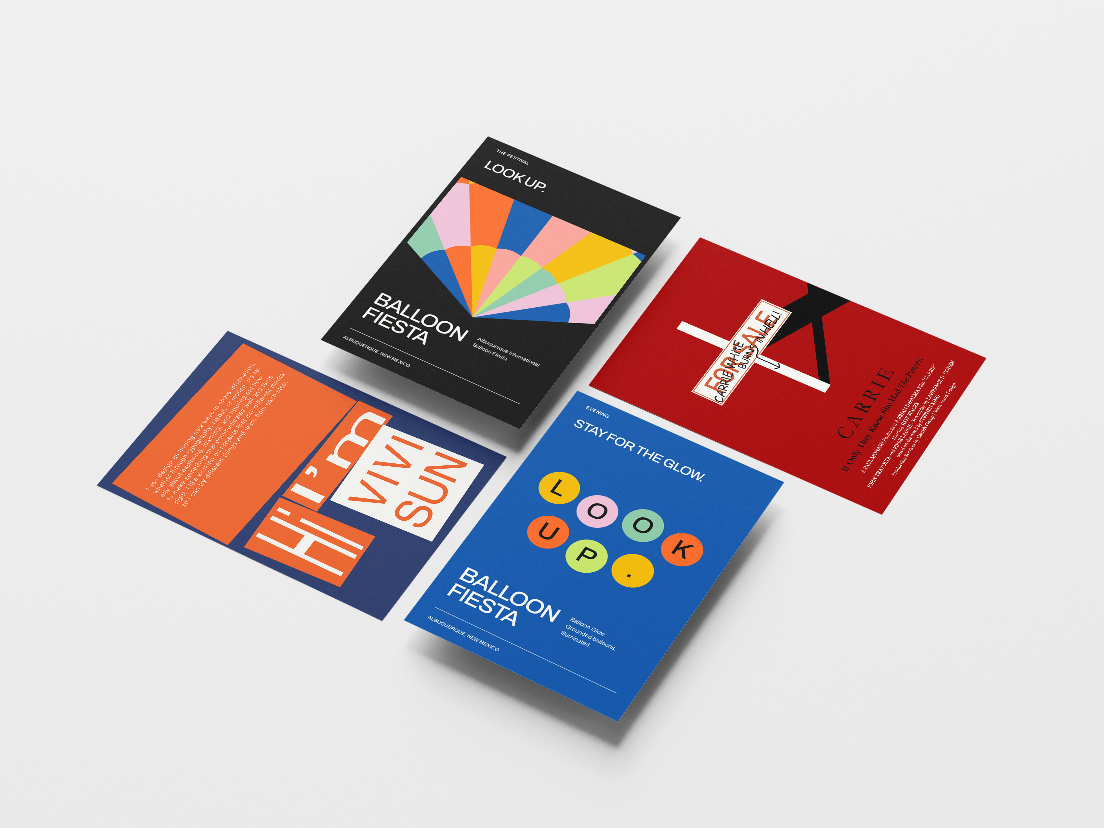 Four poster designs arranged together as printed sheets